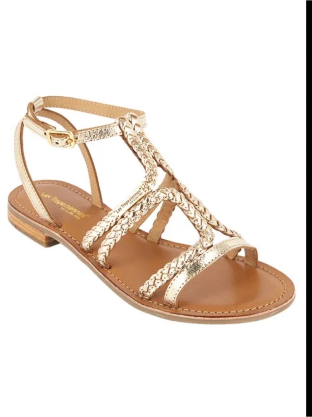Les Tropéziennes Belarbi Women’s Gold Braided T-Strap Sandals